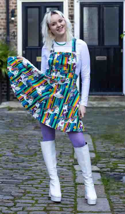 Run & Fly - Unicorn Stripes Flared Pinafore Dress Strawberry Meerkat Boutique Run & Fly - Unicorn Stripes Flared Pinafore Dress Strawberry Meerkat Boutique