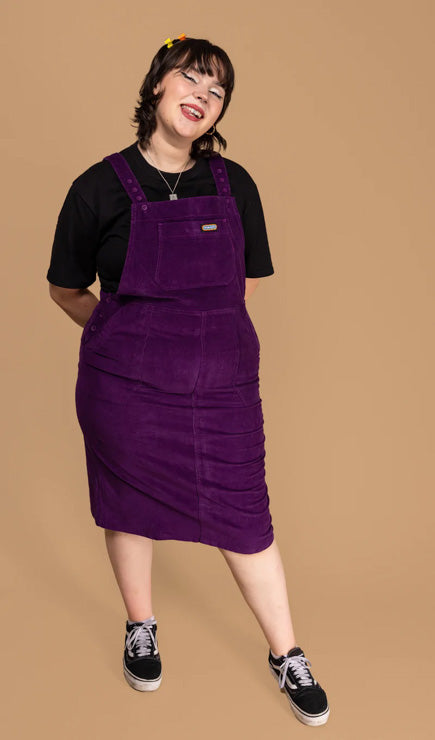 purple corduroy overall dress Qiopertar Corduroy Overall Dress for Women Adjustable Straps Multi-Pocket Jumper Casual Fall Winter Vintage Pinafore Dress, Coffee XXL, Women's, Size: